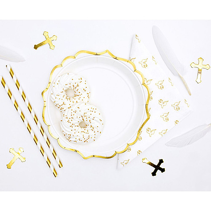 Тарелка бумажная с золотыми краями, 18.5 см, 6 шт - 3