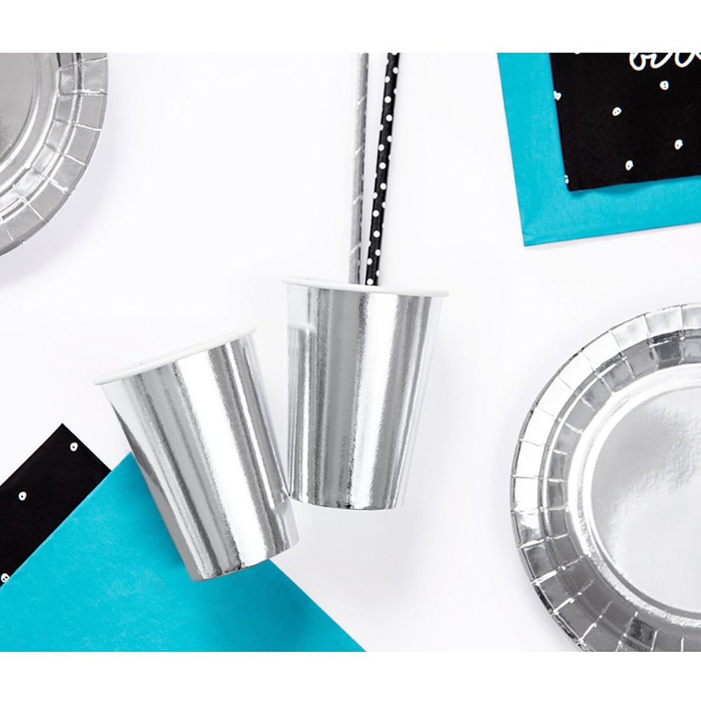 Стакан бумажный "KPP35-018", 6 шт, 220 мл, серебристый - 6