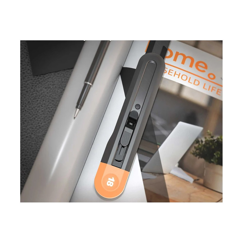 Нож строительный Deli HS HT4018C, 18мм, Soft Touch, оранжевый - 2