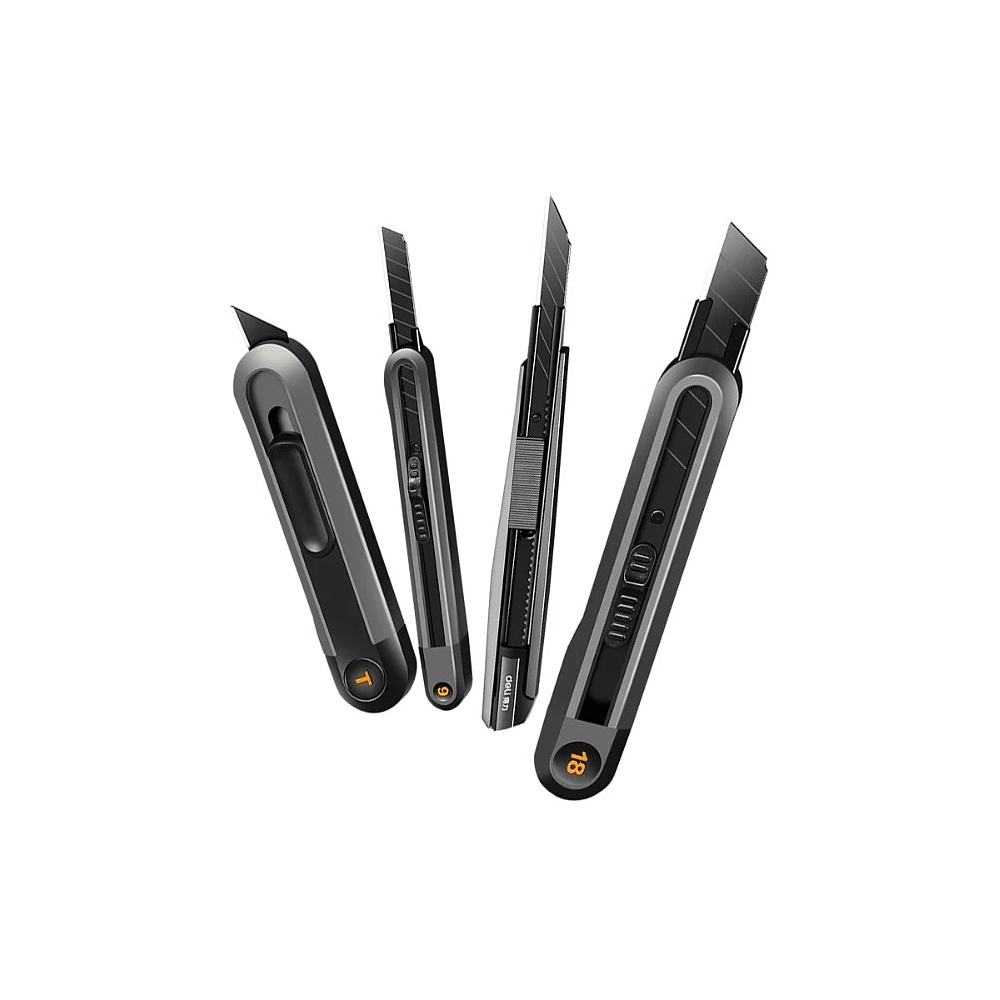 Нож строительный Deli HS EHT4018, 18 мм, Soft Touch, черный - 16