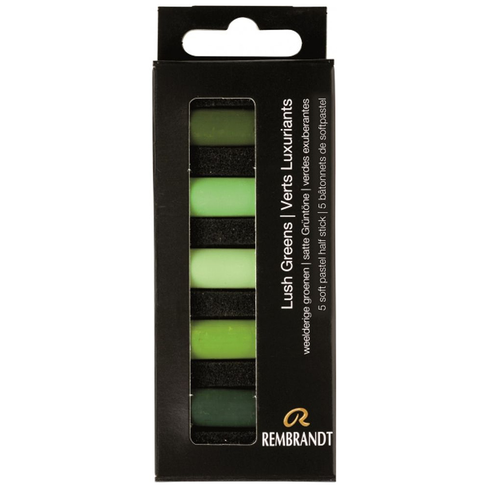 Набор мягкой пастели "Rembrandt Half Pastel", 5 цветов, зеленые