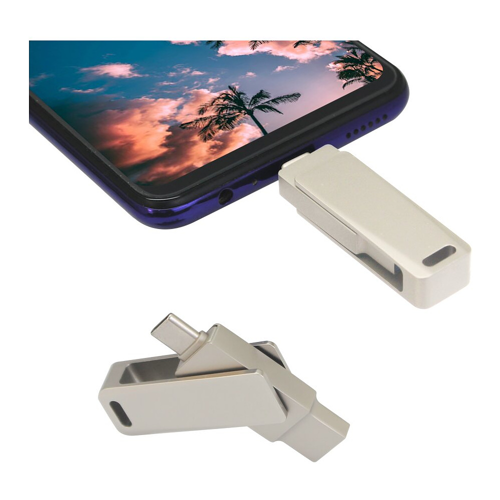 USB Flash накопитель 3.0 128 Gb СК-046, TypeC Dual, металл, серебристый - 5