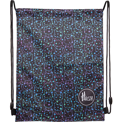 Мешок для обуви "Hash neon kitty", 44x33 см, чёрный