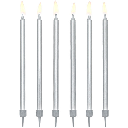 Свеча однотонная, 12 шт, серебристый