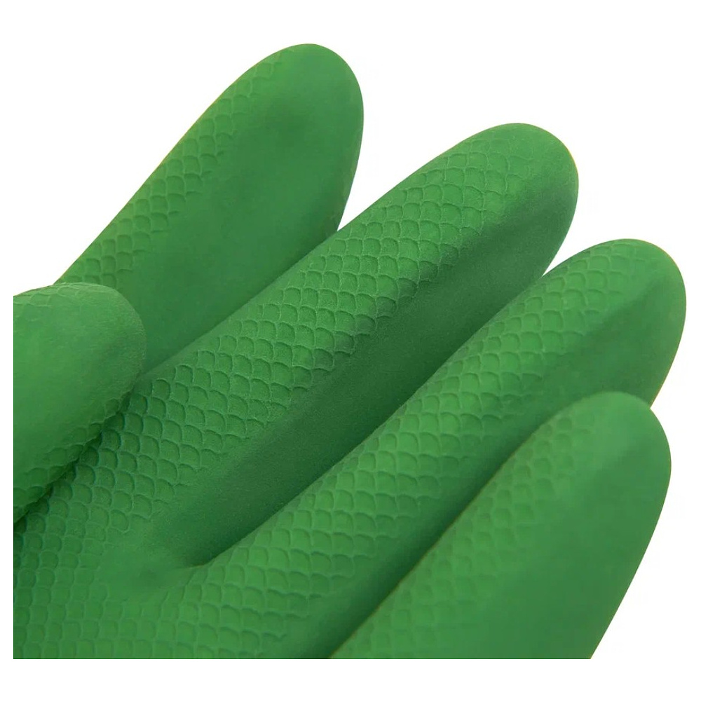 Перчатки латексные хозяйственные Zaubex БИКОЛОР, усиленные, р-р XL, зеленый, желтый - 3