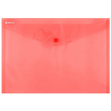 Папка-конверт на кнопке "Donau", C5, красный прозрачный