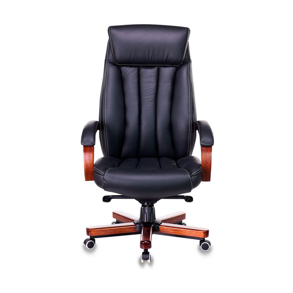 Кресло для руководителя Бюрократ "T-9922WALNUT/Black", кожа, дерево, черный - 2