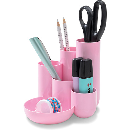 Подставка для канцелярский мелочей "Campus", пластик, розовый пастель - 2