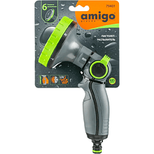 Пистолет-распылитель Amigo Grande 79401, 2/4", 6 фунций, пластик, серый, зеленый