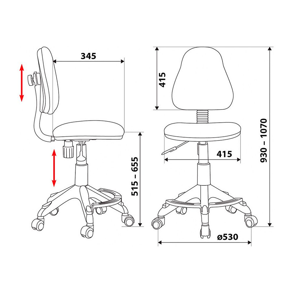 Кресло для детей Бюрократ "KD-4-F", ткань, пластик, голубой - 3