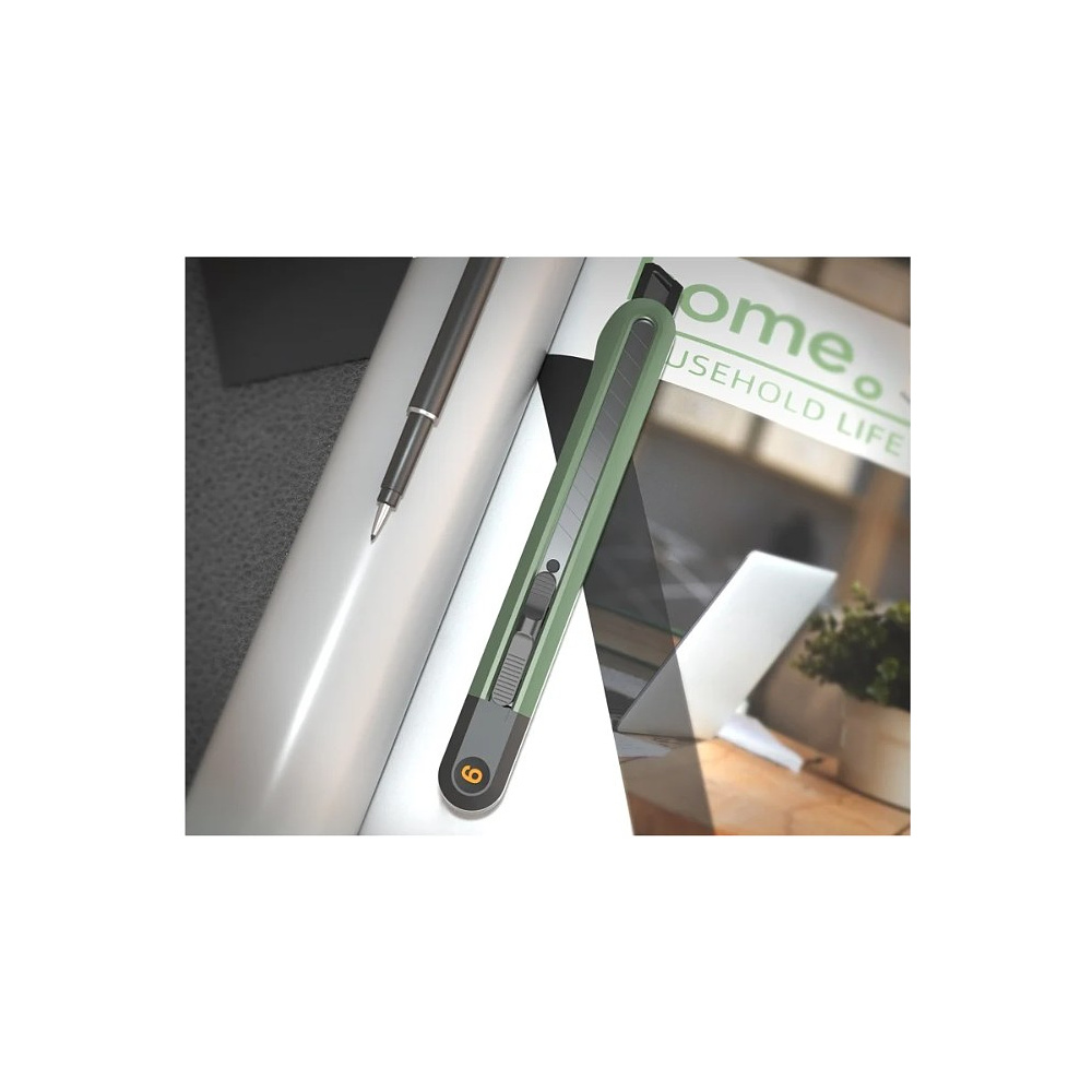 Нож строительный Deli HS EHT4009L, 9 мм, Soft Touch, зеленый - 4