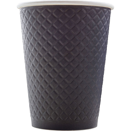 Стакан картонный "Waffle", 300 мл, 2 слоя, 25 шт/упак, черный