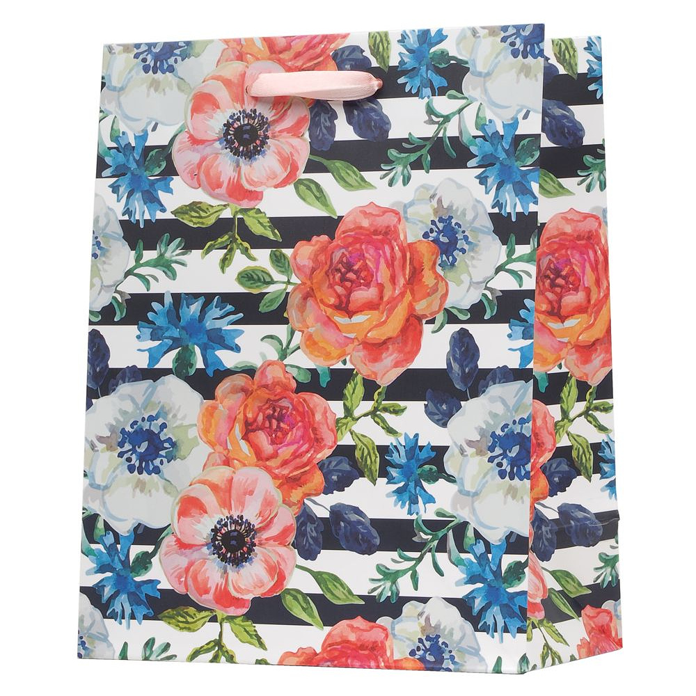 Пакет бумажный подарочный "Цветы", 32.4x13.7x26.4 см, ассорти - 4