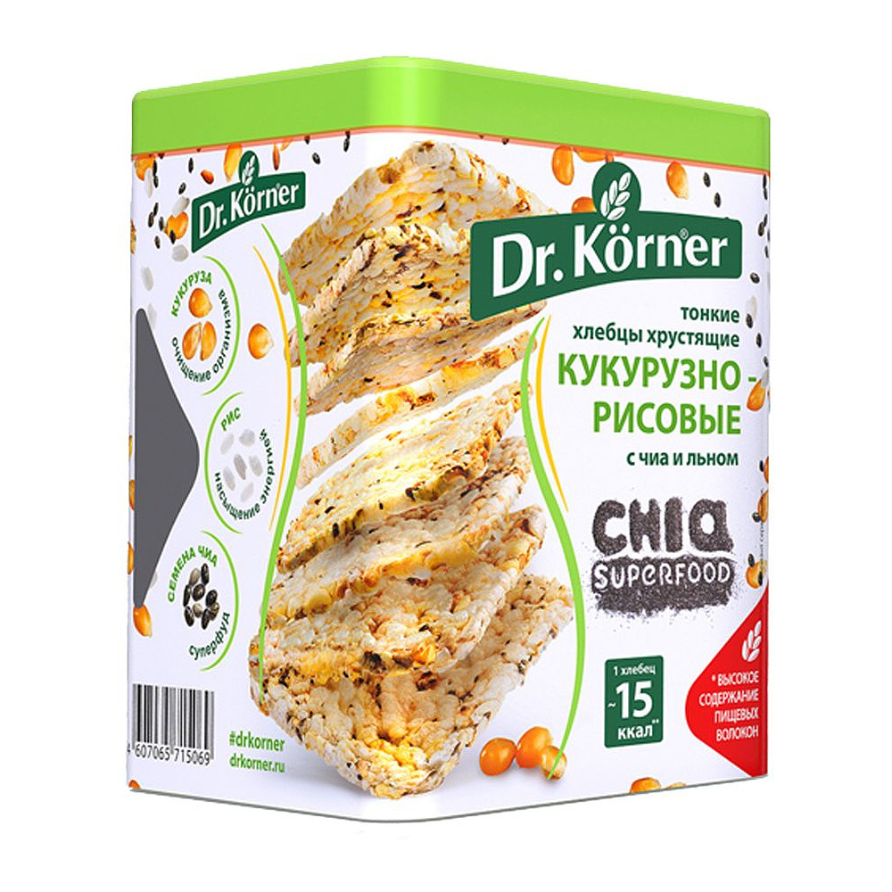 Хлебцы "Dr.Korner" с чиа и льном, 100 г