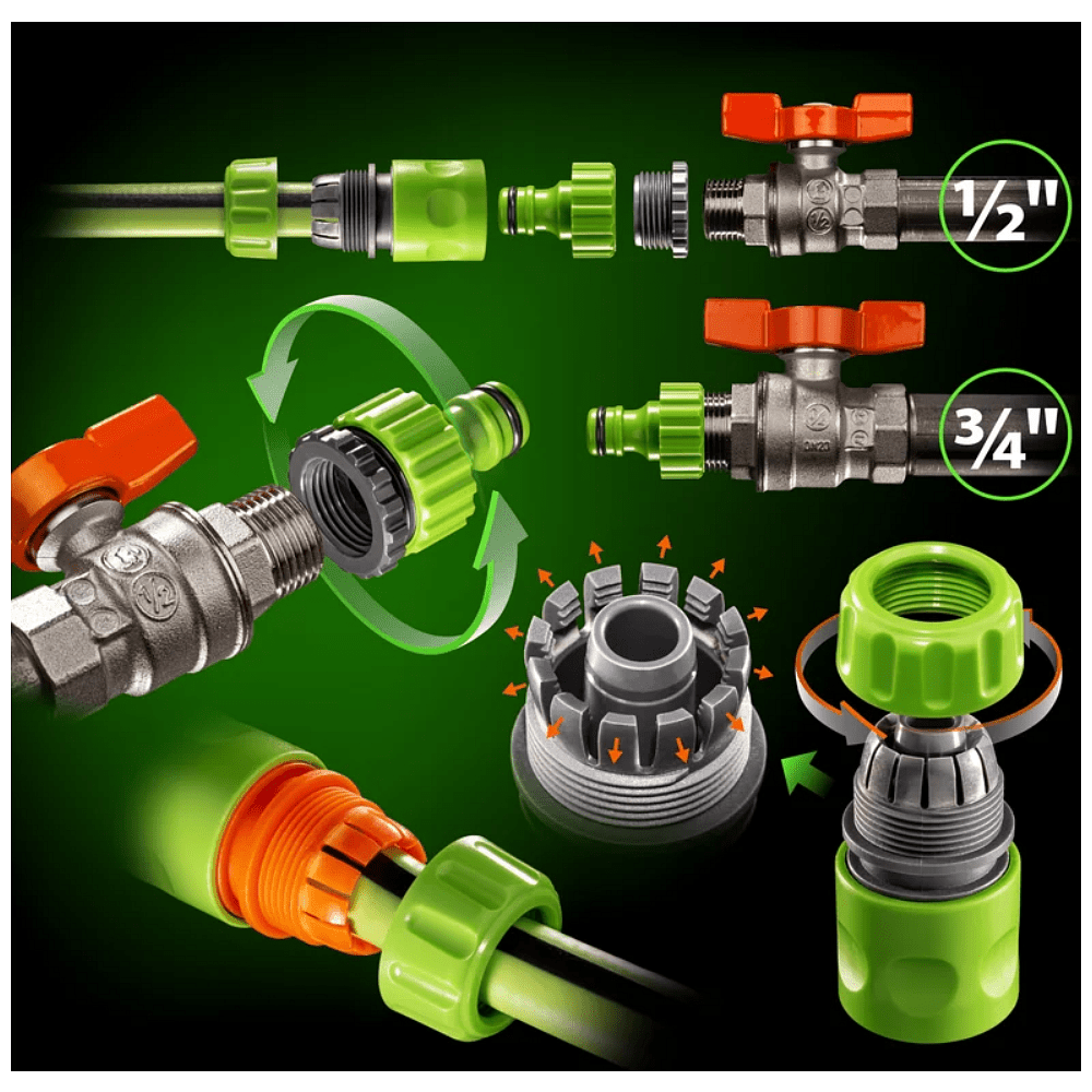 Комплект поливочный Amigo Grande "79234", 1/2", 6 фунций, пластик, зеленый, черный - 7