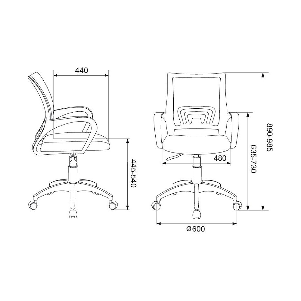 Кресло Бюрократ "CH-W695NLT", сетка, ткань, пластик, салатовый - 5