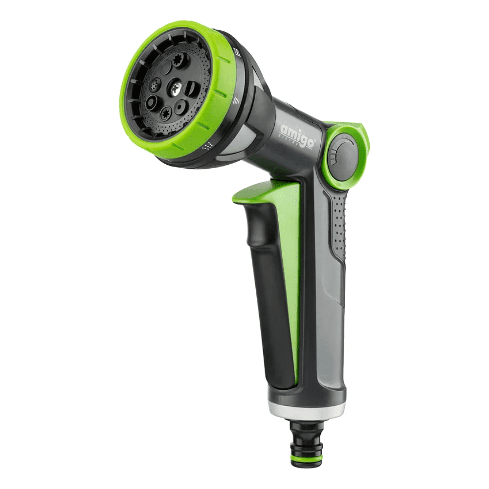 Пистолет-распылитель Amigo Grande 79840, 2/4", 8 фунций, пластик, черный, зеленый