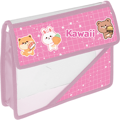 Папка для тетрадей "Kawaii", А5, на липучке, пластик, розовый