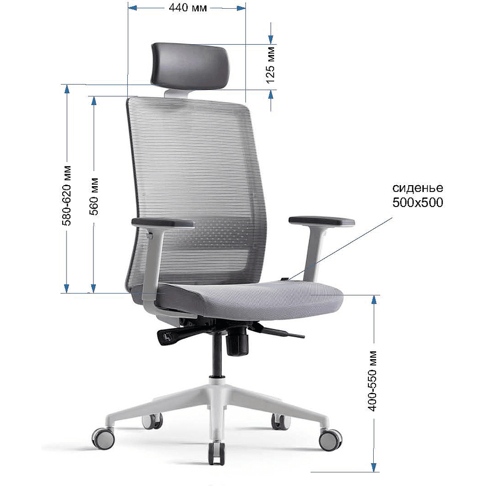 Кресло для руководителя Bestuhl "S30", сетка , ткань, пластик, серый - 6