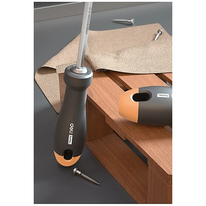 Отвертка Deli HS HT1055C, PH1х100 мм, Soft Touch, оранжевый - 6