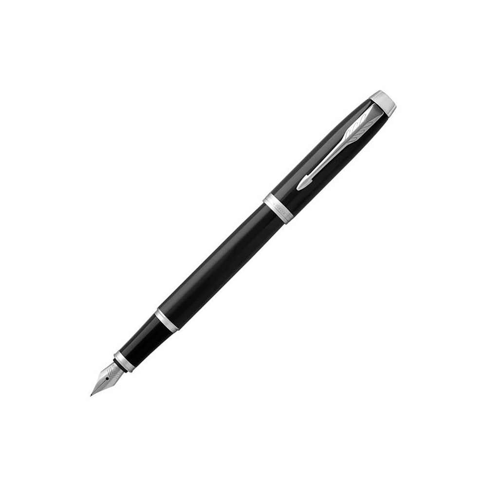 Ручка перьевая "Parker IM Black Lacquer CT", F, черный, серебристый, патрон синий