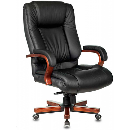 Кресло для руководителя Бюрократ "T-9925WALNUT", кожа, дерево, черный