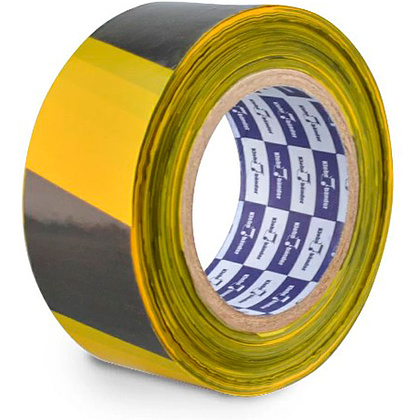 Лента оградительная "Klebebander", 5 смx200 м, черный, желтый