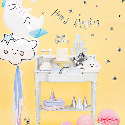 Тарелка бумажная "Star", 23 см, 6 шт, серебристый - 2