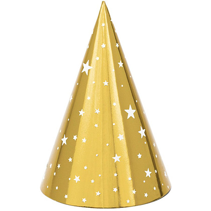 Колпаки праздничные "Звезды", золотистый