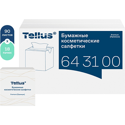 Салфетки косметические Tellus Премиум, 90шт/уп, в кубе - 5