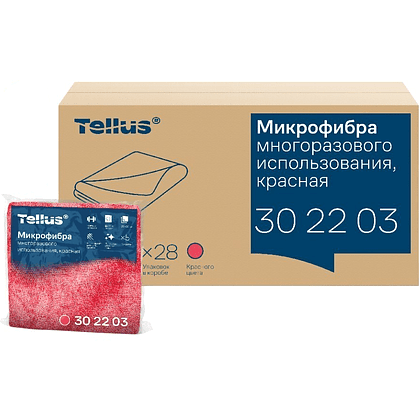 Салфетка из микроволокна Tellus, 220 гр/м2, 35х35см, 5шт/упак, красный