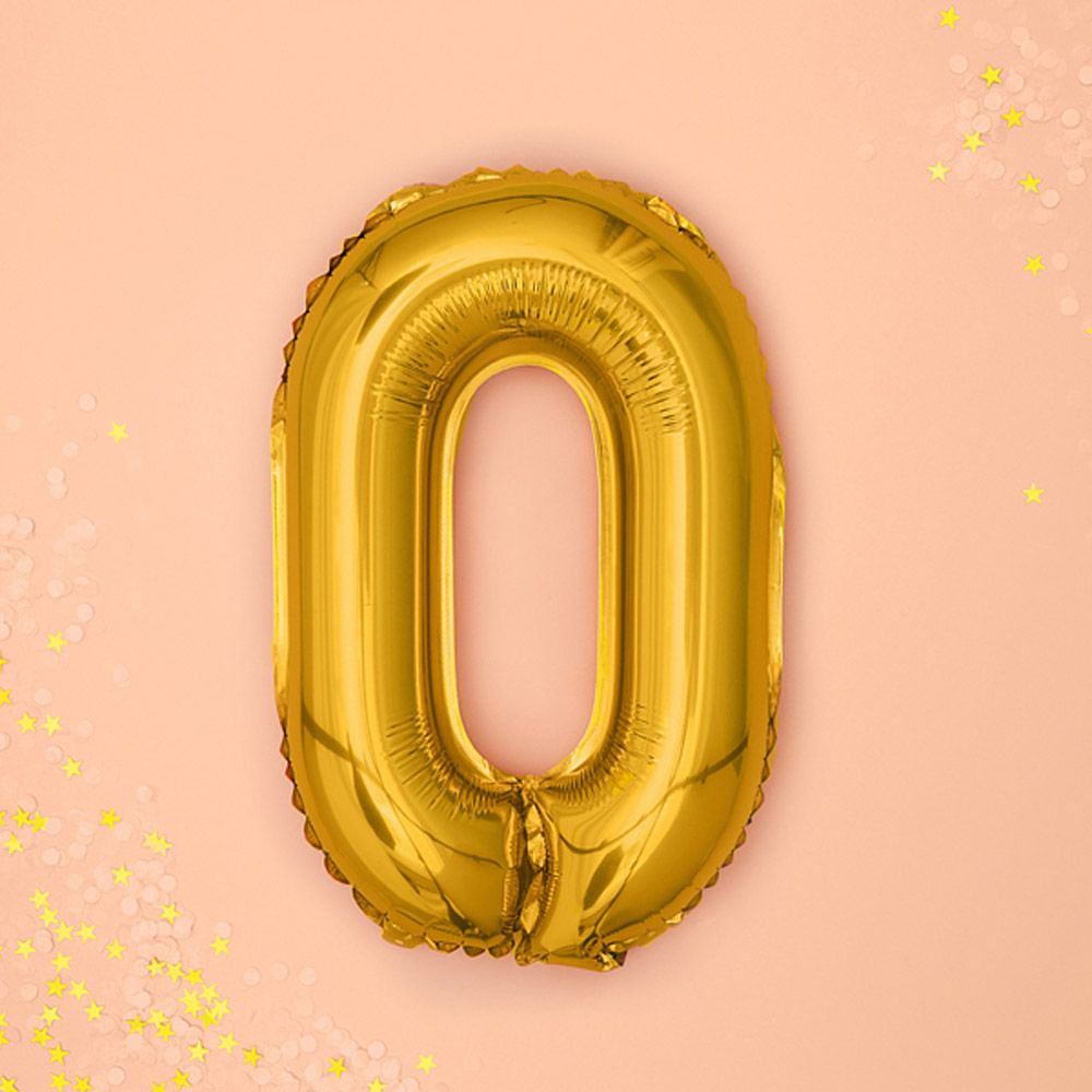 Шар фольгированный цифра "0", 35 см, золотистый - 3