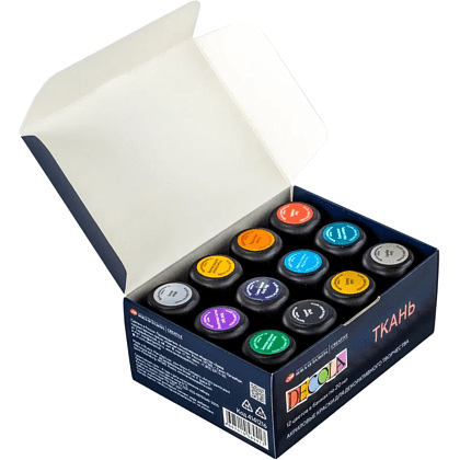 Краска акриловая по ткани "Декола", набор 12 цветов, 20 мл, банки - 7