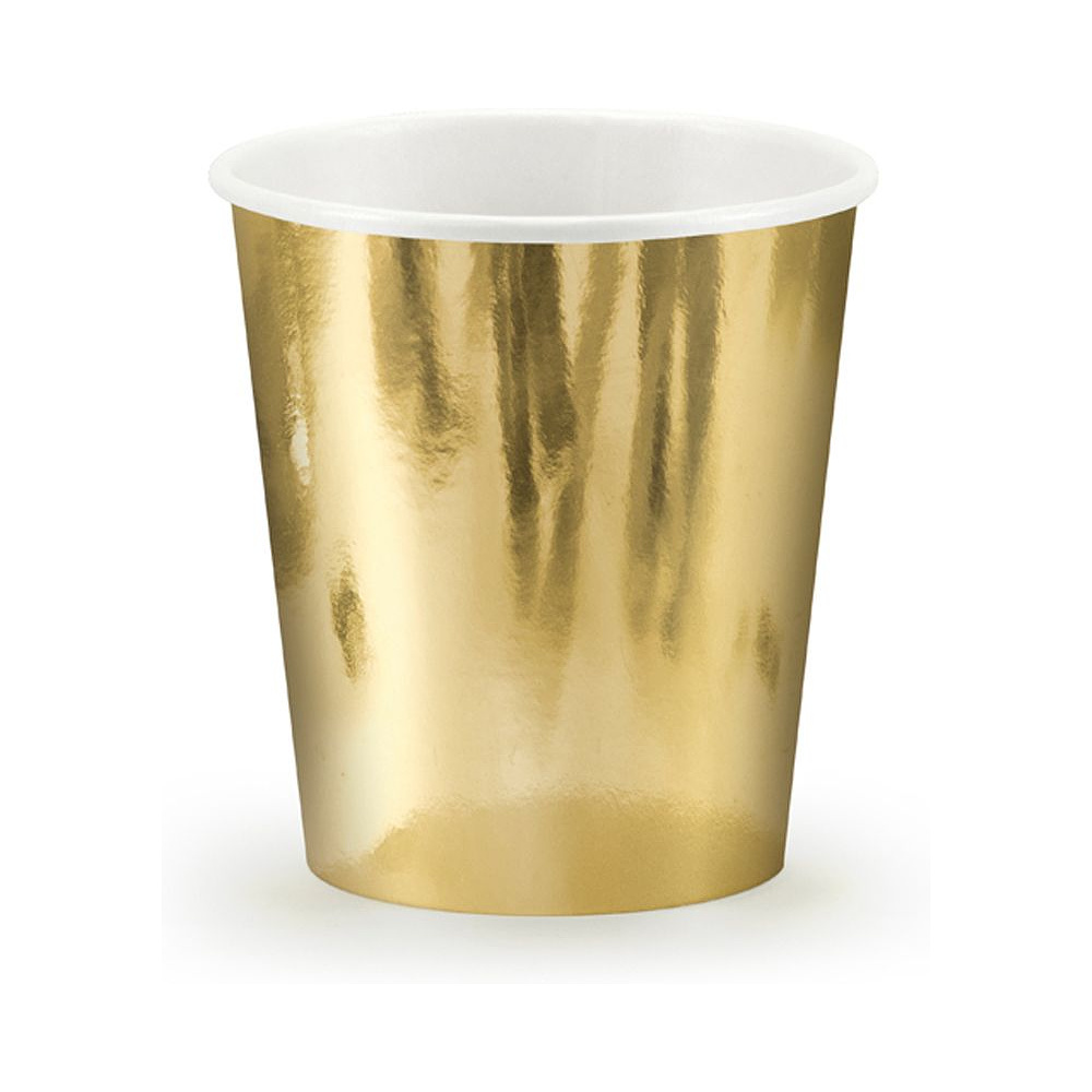 Стакан бумажный золотистый, 6 шт, 180 мл