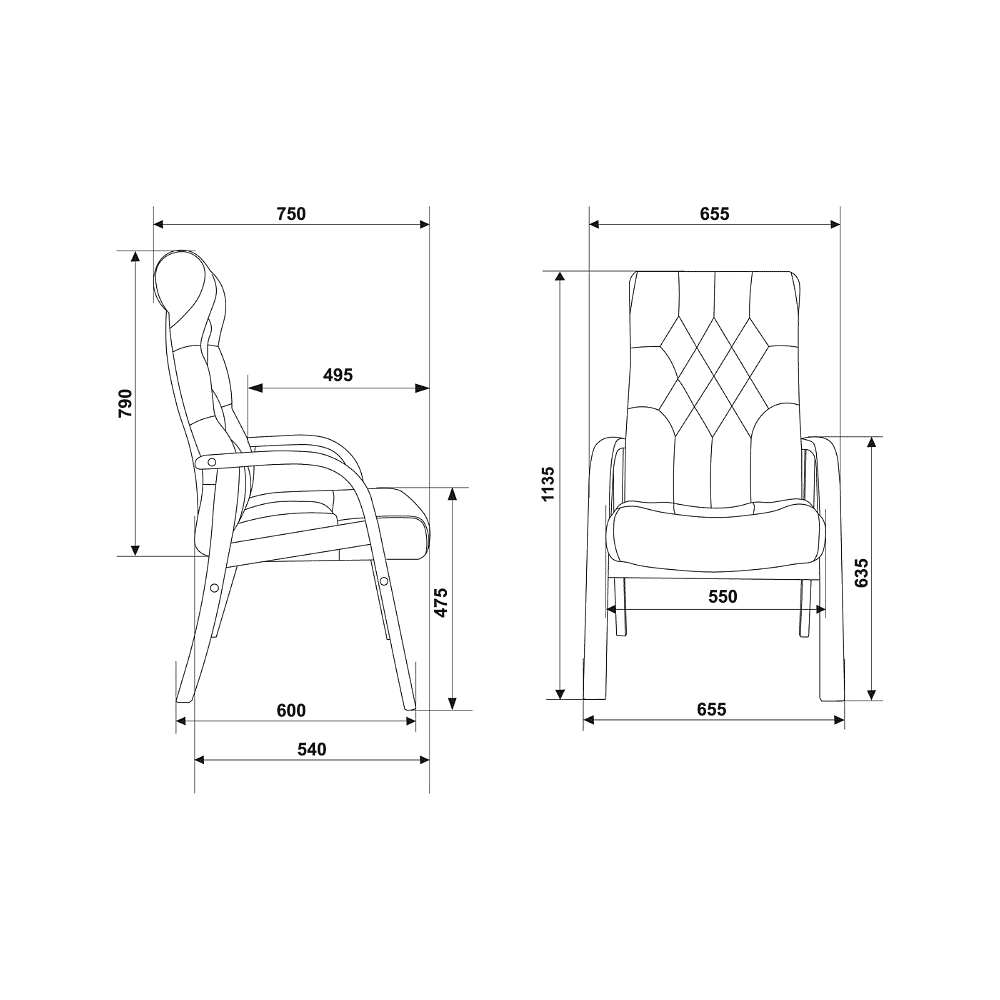 Кресло Бюрократ T-9928WALNUT-CF, натуральная кожа, черный, каркас дерево - 11