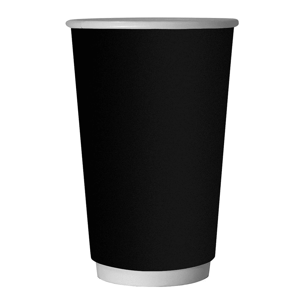 Стакан картонный 400 мл, 18 шт, 2 слоя, черный