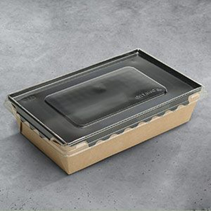 Контейнер бумажный для салата с крышкой, 800 мл, 200 шт/упак, крафт, черное дно - 2