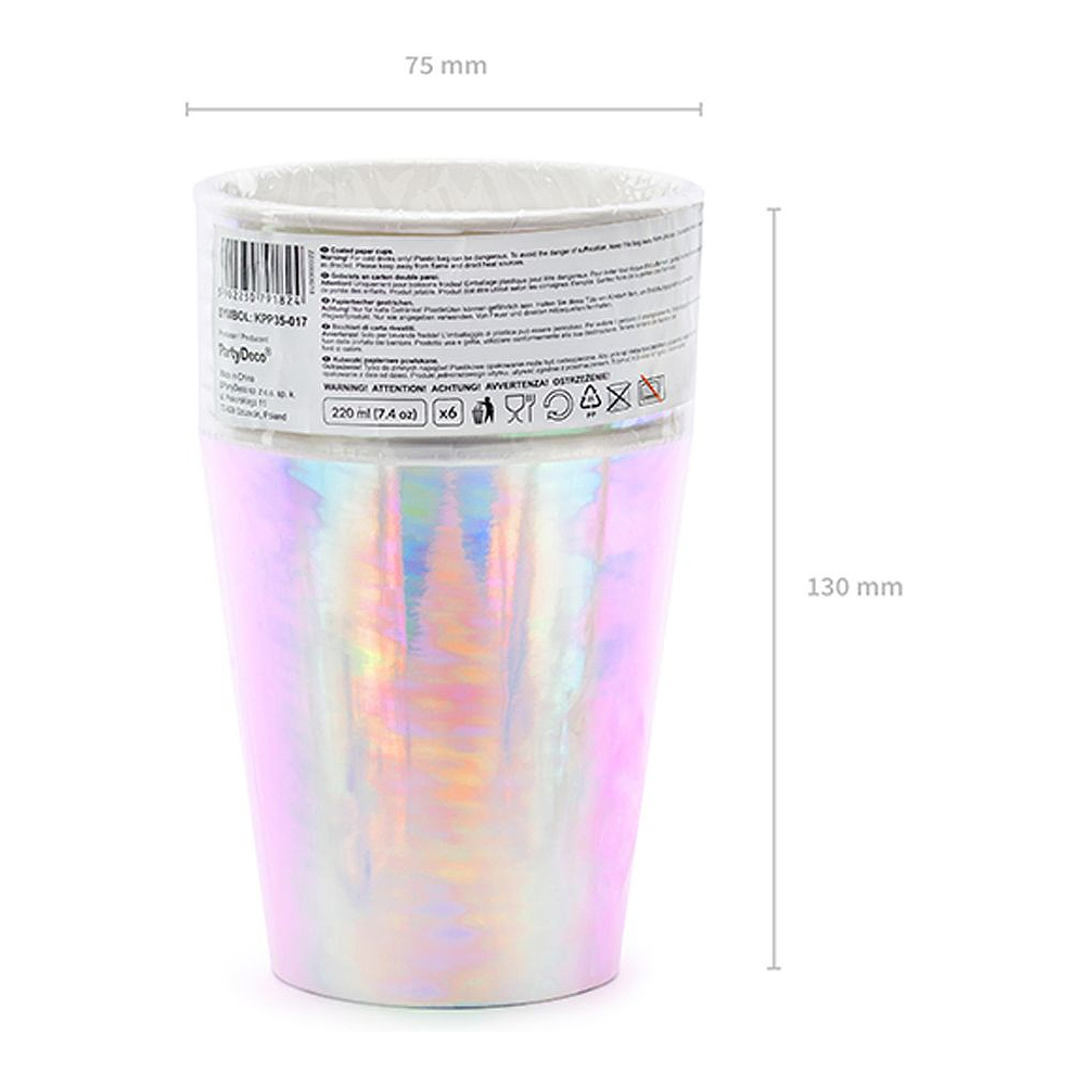 Стакан бумажный "KPP35-017", 6 шт, 220 мл, радужный - 5