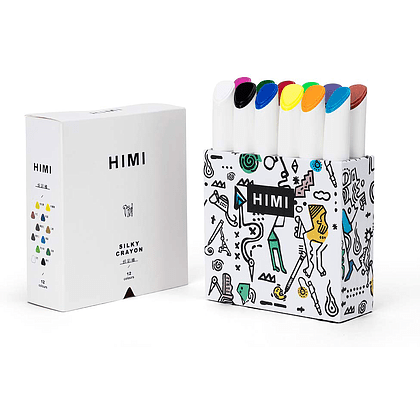 Мелки восковые "Himi Miya Silky Crayon", 12 цветов, ассорти - 7