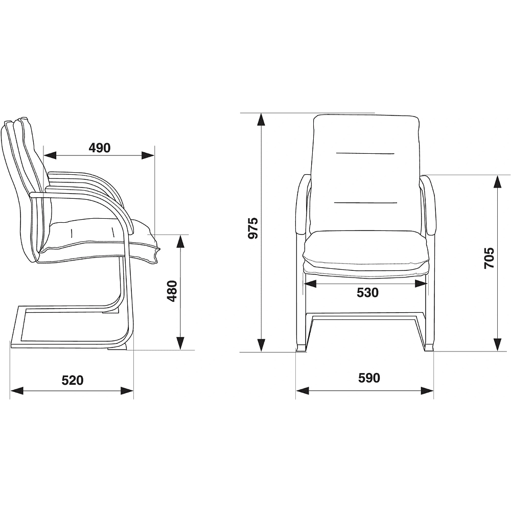 Кресло на полозьях "Бюрократ T-9927SL-LOW-V", натуральная кожа, слоновая кость, металл хром - 4