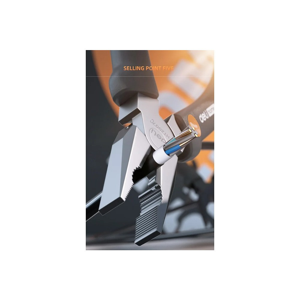 Длинногубцы Deli HS HT2007C, 180 мм, Soft Touch, оранжевый - 4