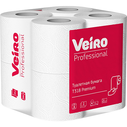 Бумага туалетная Veiro Professional Premium, в стандартных рулонах, 8 рул, 15 м, 2 слоя - 3