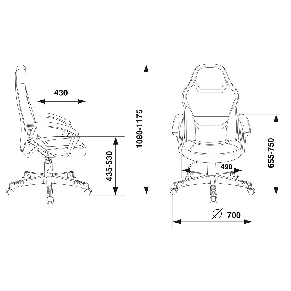 Кресло игровое Бюрократ "Zombie 10", ткань, экокожа, пластик, черный - 8
