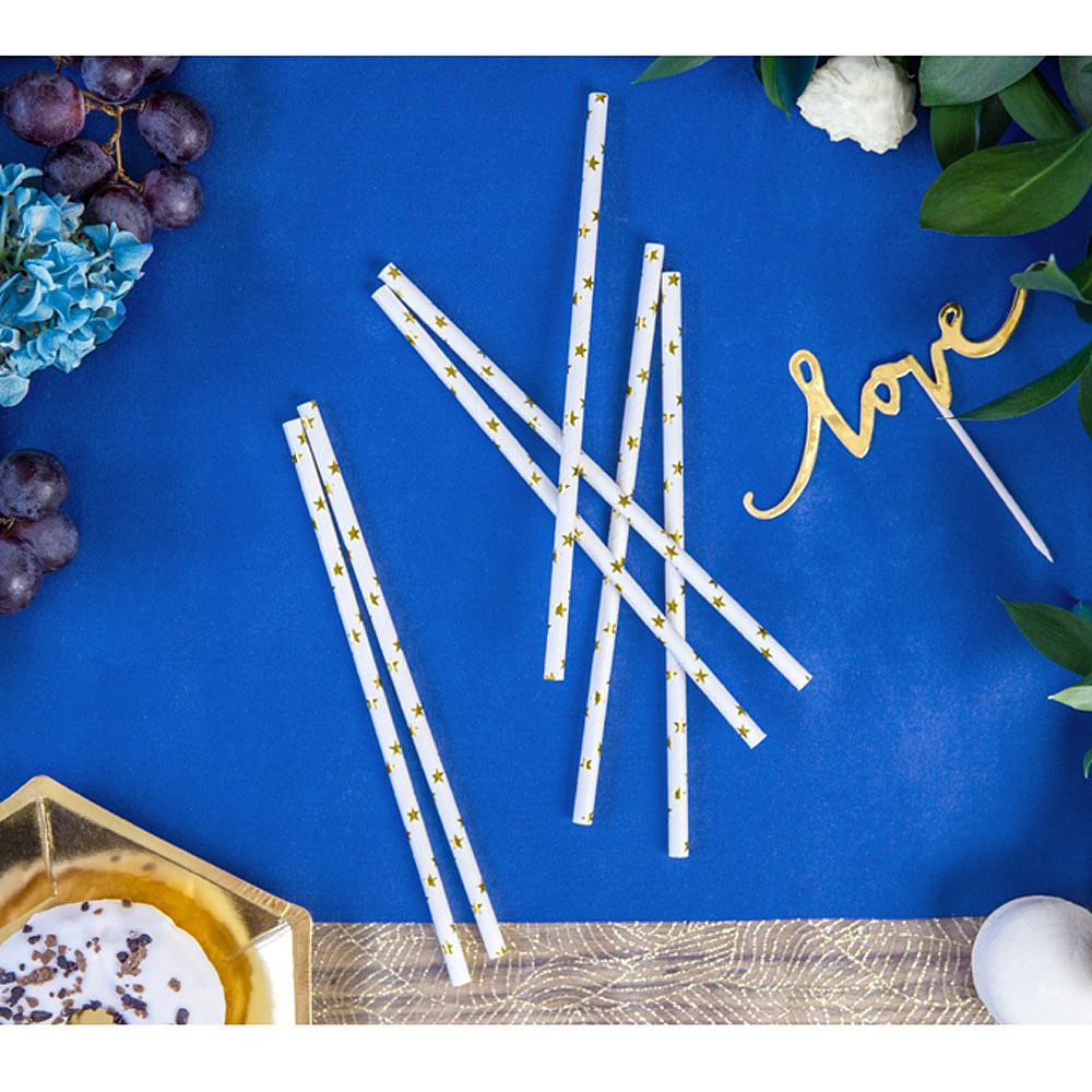 Трубочки бумажные, 19.5 см, 10 шт, золотистый - 3