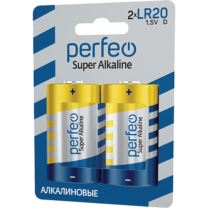 Батарейки алкалиновые Perfeo "1.5 V LR20/D", 2 шт.  - 4