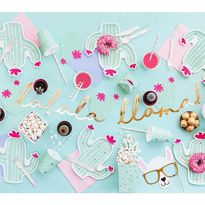 Тарелка бумажная "Кактус", 23х24 см, 6 шт, мятный - 4