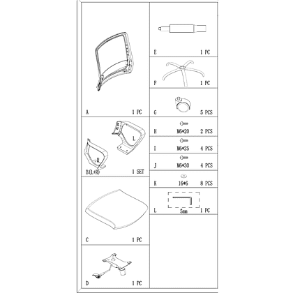 Кресло для персонала SitZone "U-0385 PL", ткань, пластик, черный, 2 шт/упак - 6