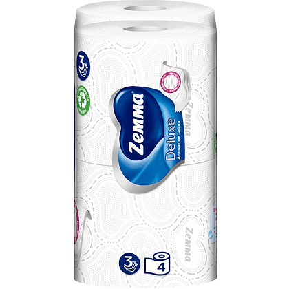 Бумага туалетная Zemma Deluxe, 4 рулона, 3 слоя, белый - 3