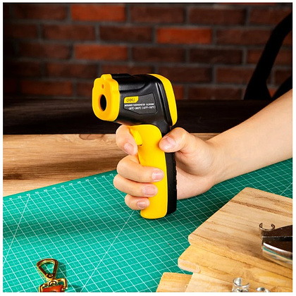 Термометр инфракрасный Deli YS EDL333380, -30-380℃, LCD дисплей, желтый, черный - 11