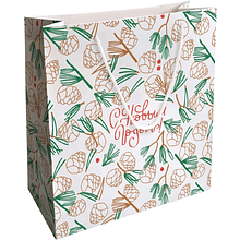 Пакет бумажный подарочный "Holidays. Шишки", 32х32х12 см